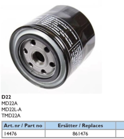 ORB-14476  Orbitrade Oliefilter MD22A,MD22L-A,TMD22A